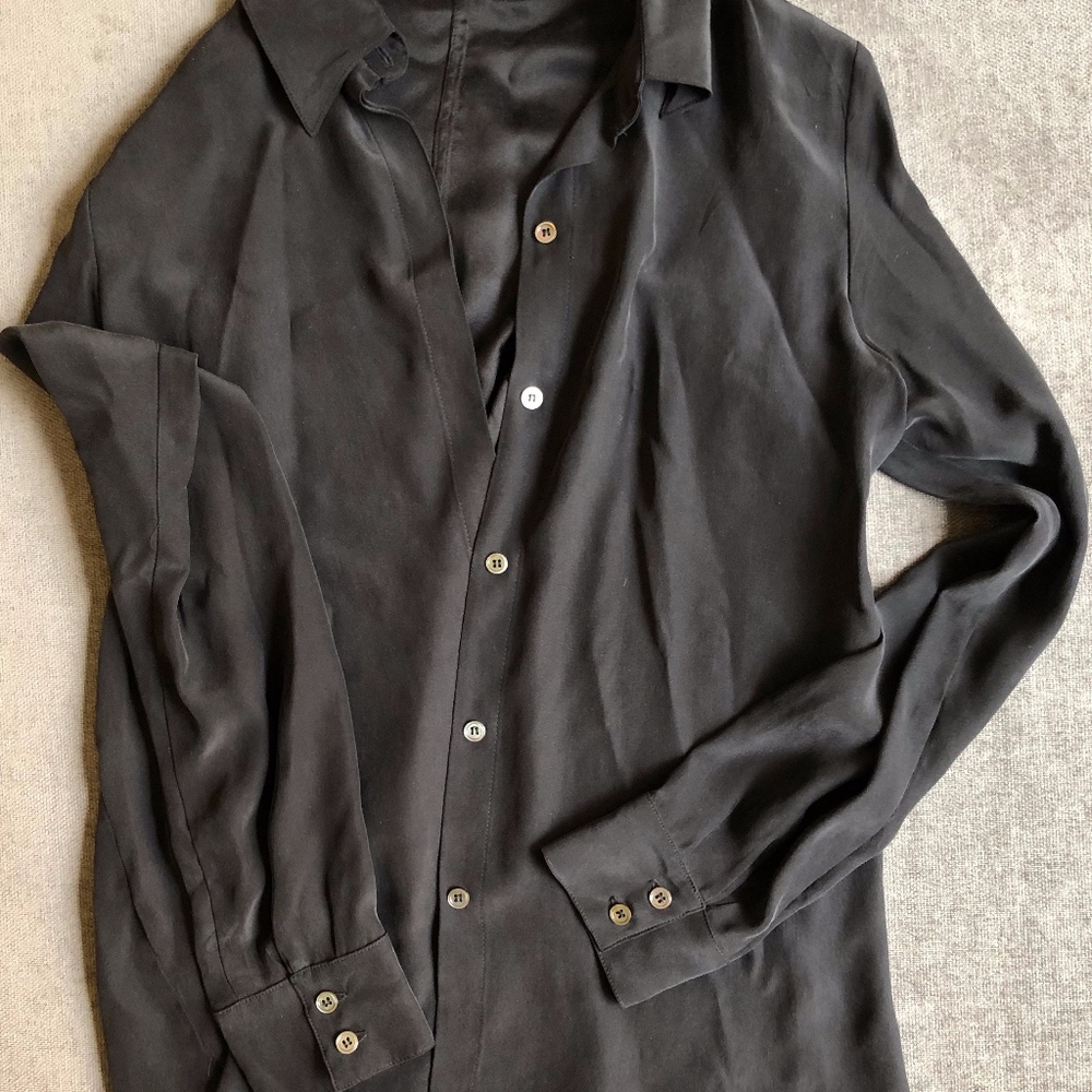 FRAME- Black Silk Shirt - Size S